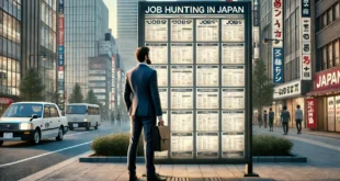 Focused Foreigner Searching for Jobs in Japan at a City Job Board