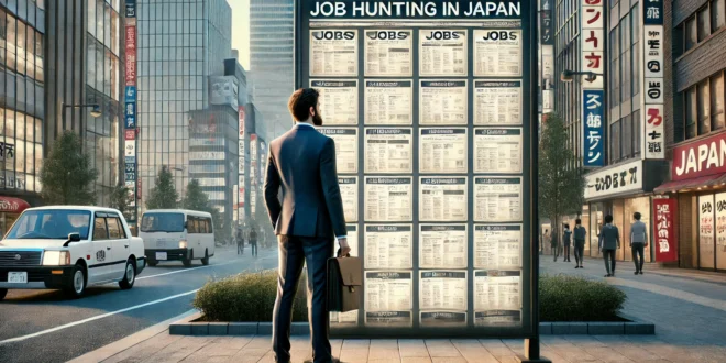 Focused Foreigner Searching for Jobs in Japan at a City Job Board