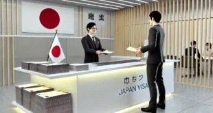 Foreigner Submitting Visa Application at Japanese Embassy