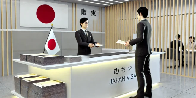 Foreigner Submitting Visa Application at Japanese Embassy